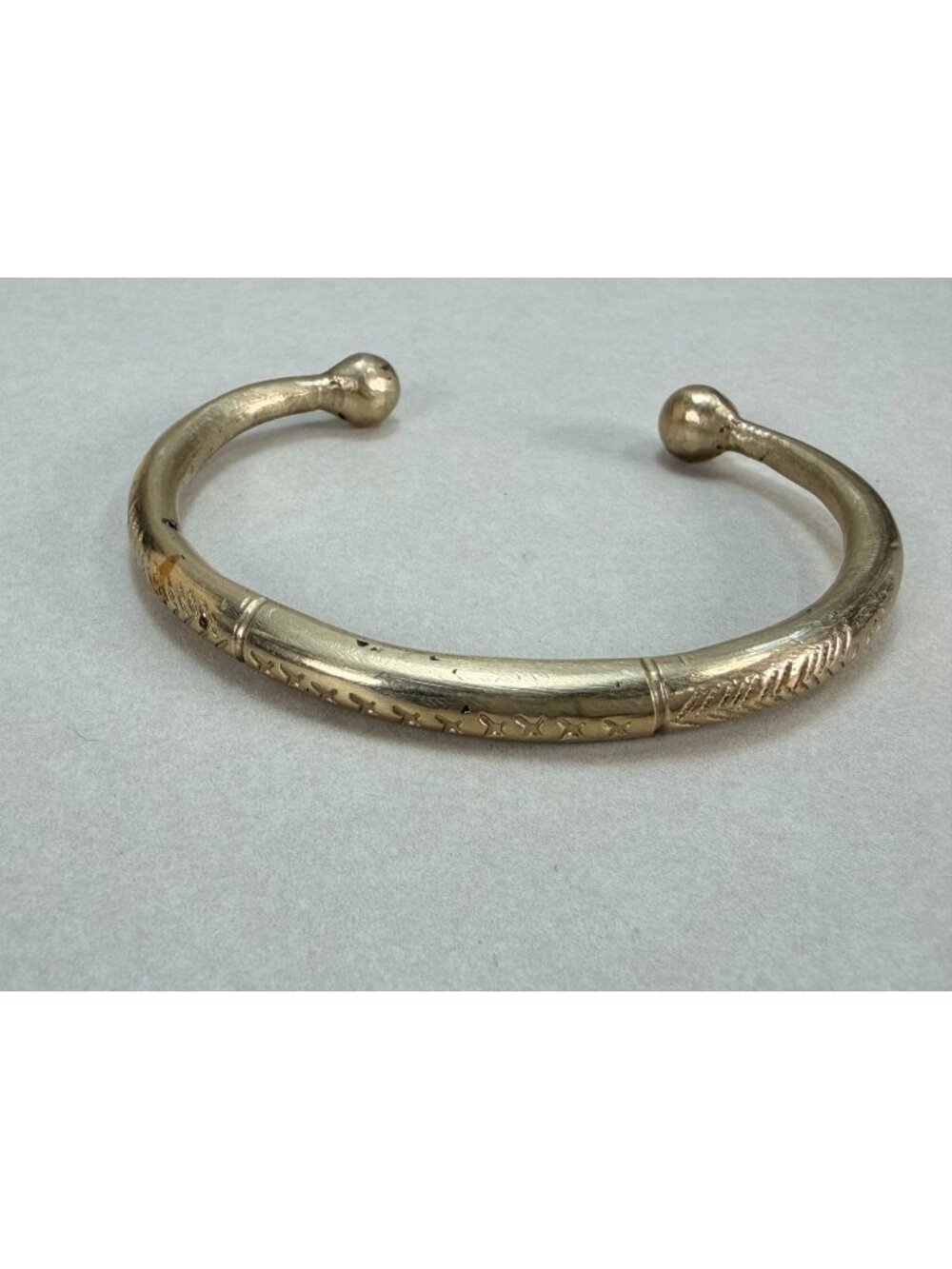 Vintage Silver Tone Tribal Etched Cuff Bracelet Boho Southwestern Adjustable